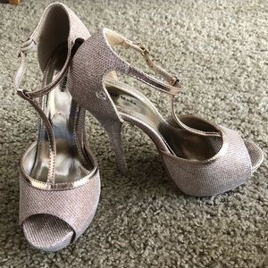 Rose Gold Shimmery Peeptoe heels